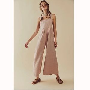 Free People Sun-Drenched Overalls Wide Leg Cute Jumpsuit